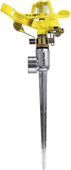 Aspersor metálico regulable por pulsaciones con estaca metálica 1 vía