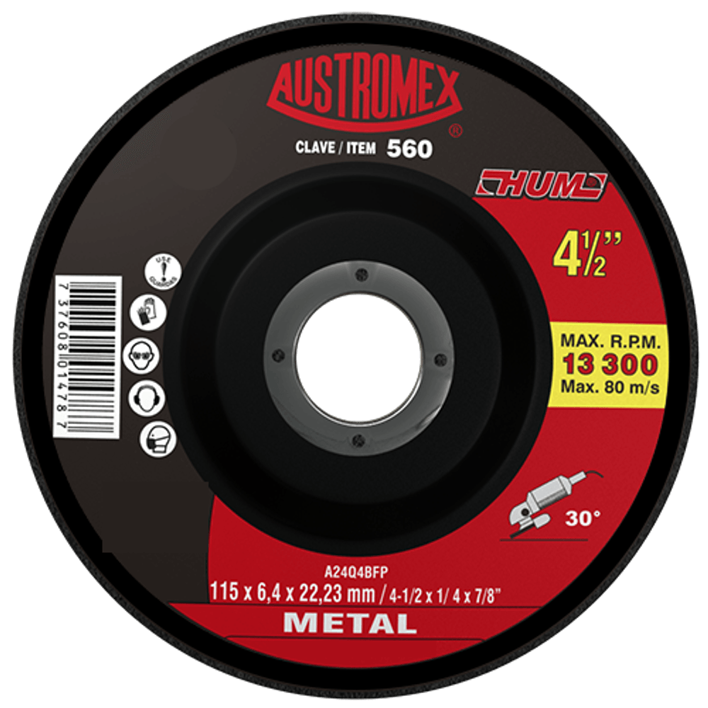 DISCO PARA DESBASTE DE METAL T-27 4.1/2"X1/4"X7/8"  560  AUSTROMEX