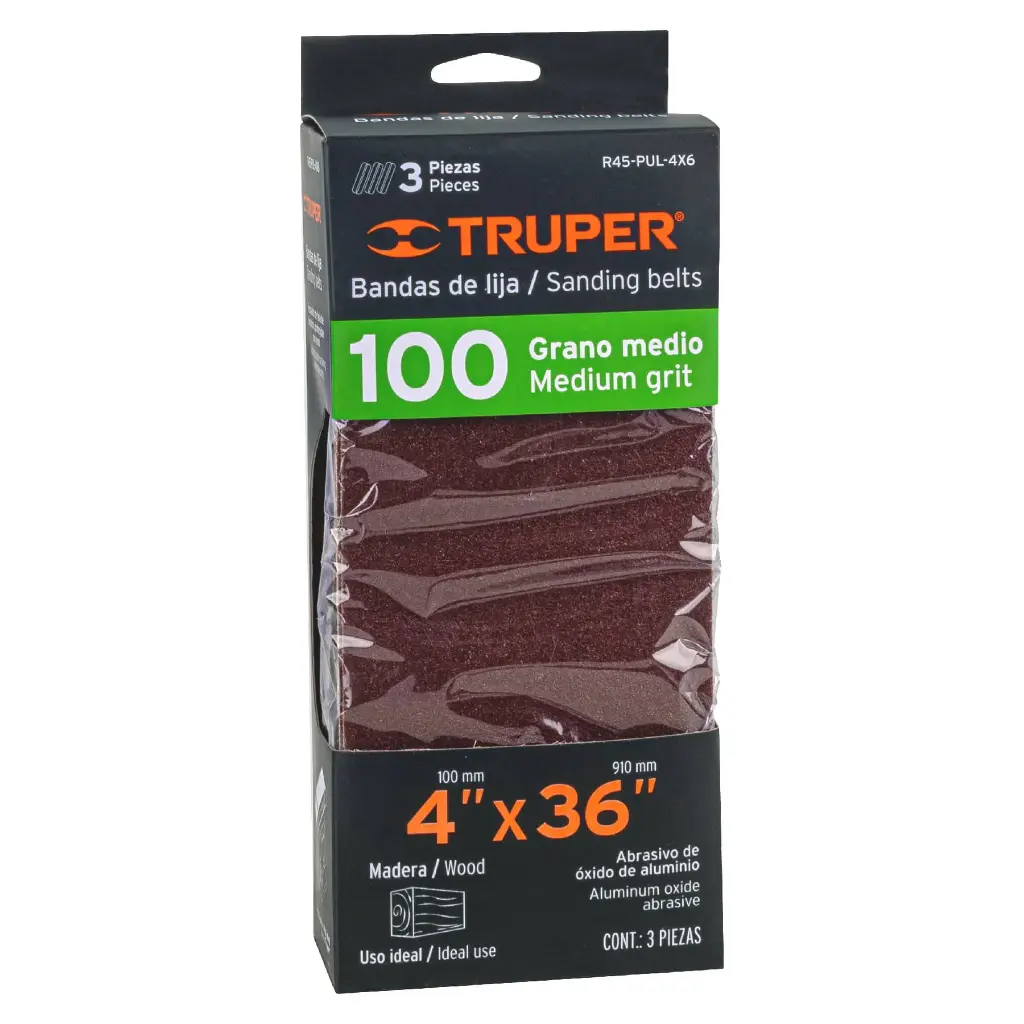 Bandas grano 100, para lijadora PUL 4x6, caja con 3 pzas
