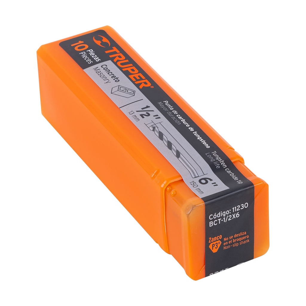 Broca para concreto, 1/2 x 6' TRUPER 11230 
