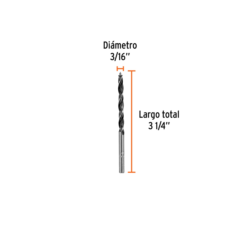 Broca para madera 3/16'