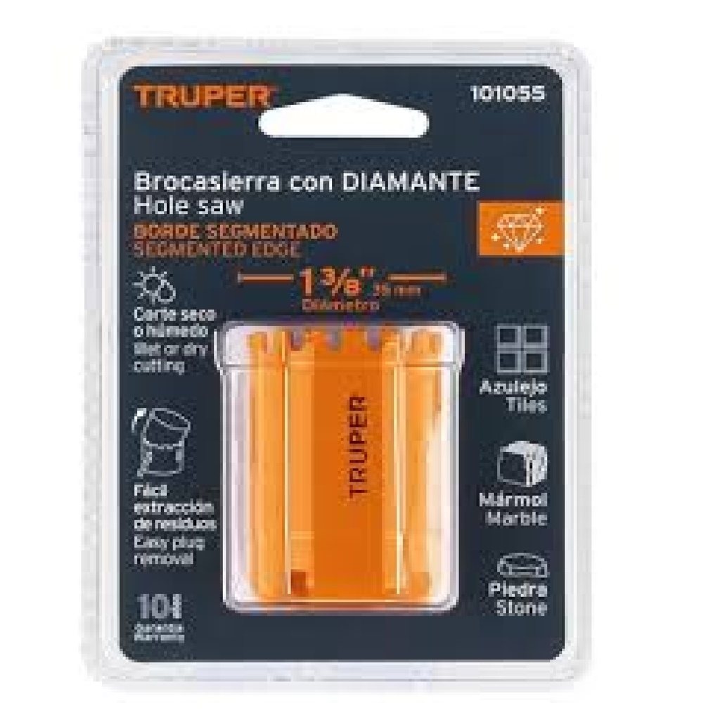 Brocasierra diamante, borde segmentado 1-3/8'