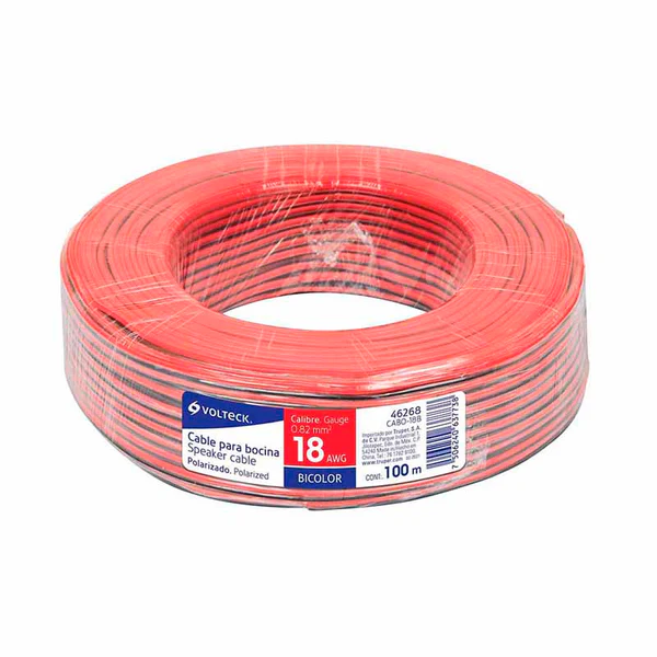 Cable para bocina, 18 AWG, bicolor, 100 m        VOLTECK  46268