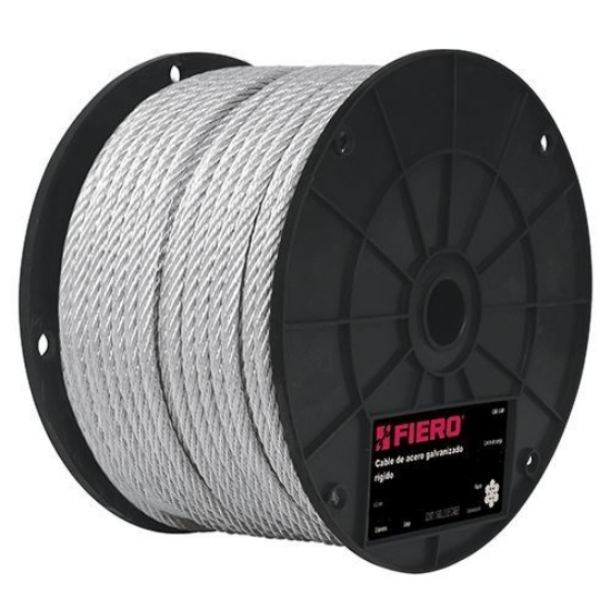 Cable rÌgido de acero 3/16', recubierto PVC, 7X7, 75 m  FIERO  44217