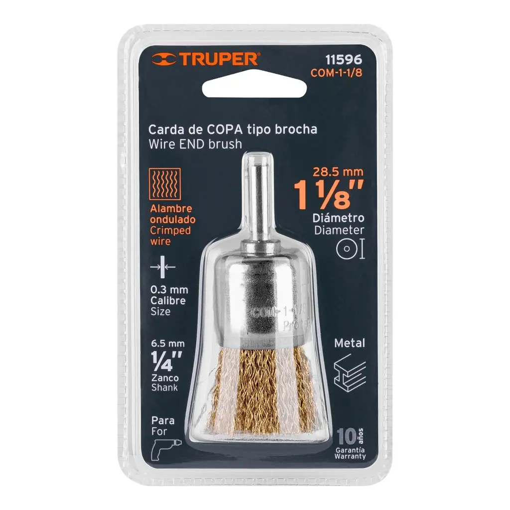 Carda de copa, alambre grueso, 1-1/8' para taladro