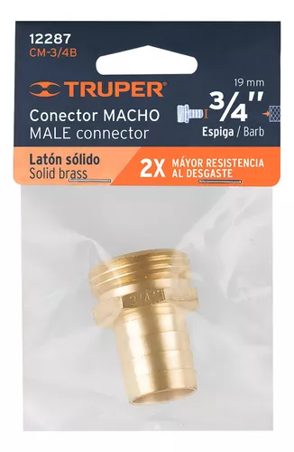 ConexiÛn de laton macho de 3/4' para manguera, blister TRUPER 12287 