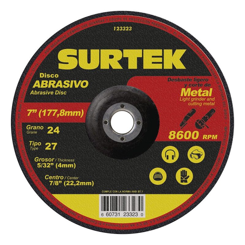 Disco abrasivo tipo 27 para desbaste de metal 7x5/32"
