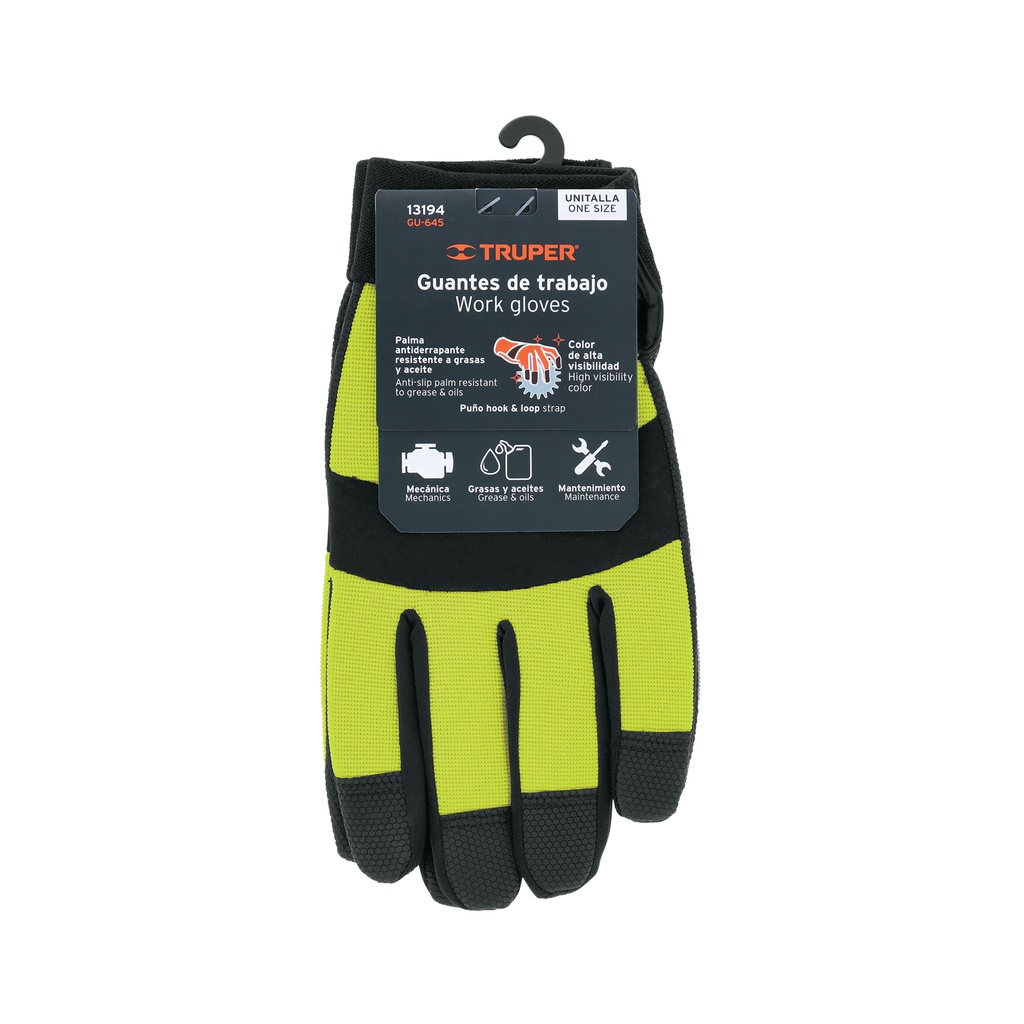 Guantes mecánico, alta visibilidad, palma poliuretano, verde