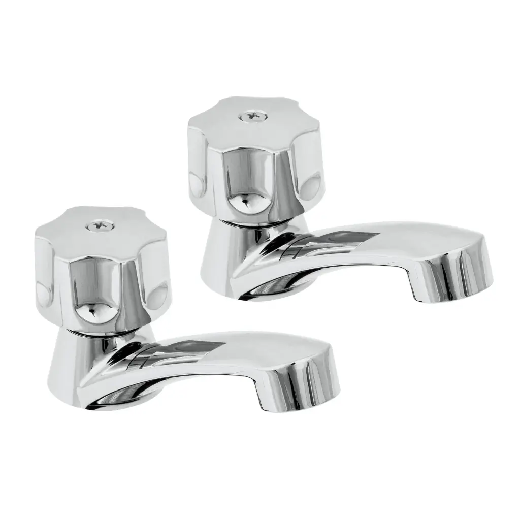 Juego 2 llaves para lavabo, manerales hexagonal, Basic