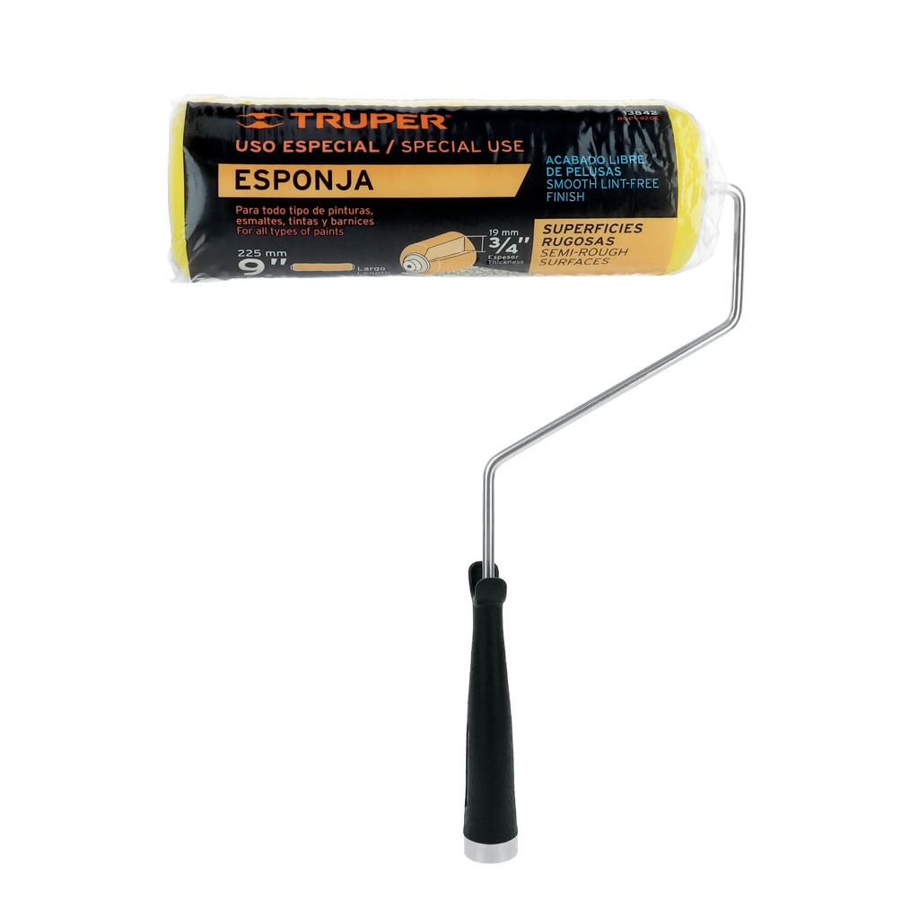 Rodillo para pintar, felpa 9 x 3/4', semi rugosa de esponja