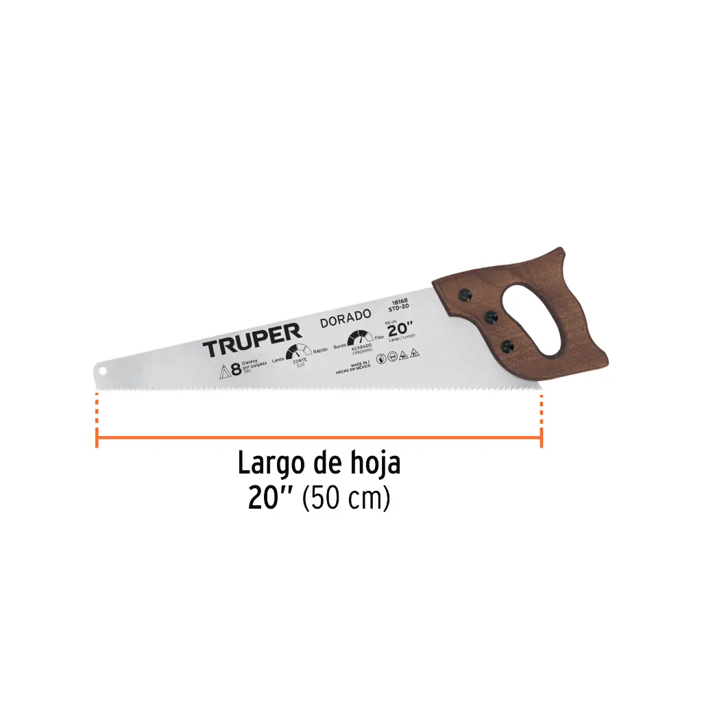 Serrucho 20' Dorado, 8 DPP TRUPER 18168 