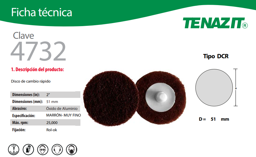 DISCO DE CAMBIO RAPIDO GRANO MUY FINO PARA SATINADO DE 51MM            4732  AUSTROMEX