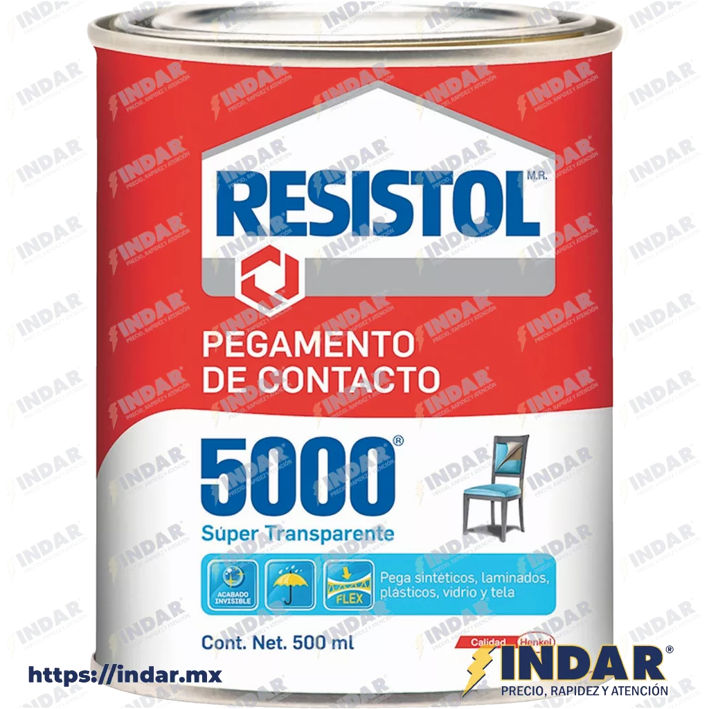 RESISTOL 5000 Pegamento De Contacto 500 Ml (16.91 Oz) Base Solvente Transparente