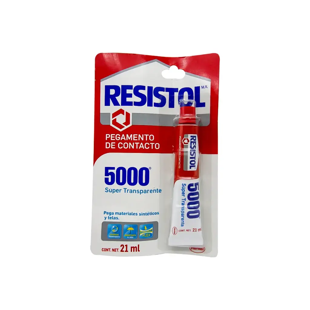 RESISTOL 5000 Pegamento De Contacto 21 Ml (0.71 Oz) Base Solvente Transparente (5000) (Blister)