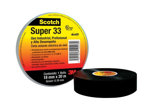 [SUPER 33] CINTA AISLANTE VINIL NEGRO SCOTCH 18X20  SUPER 33  3M