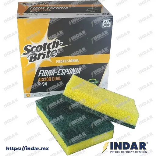 [FIBRA VERDE] 3M Almohadilla De Fibraesponja Verde/Amarrilo 3.1/2"X4.3/4"X1" (80Mmx120Mmx27Mm)