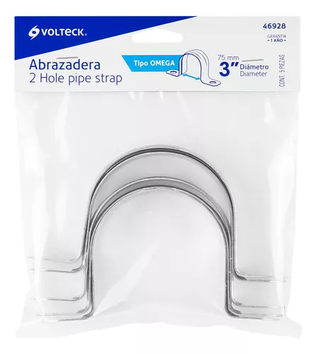 [AO-3] Abrazadera tubo tipo omega 3', bolsa con 5 pzas,  46928  VOLTECK