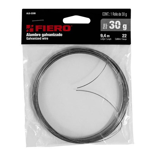 [ALG-220B] Alambre galvanizado, rollo 30 g, en bolsa, calibre 22