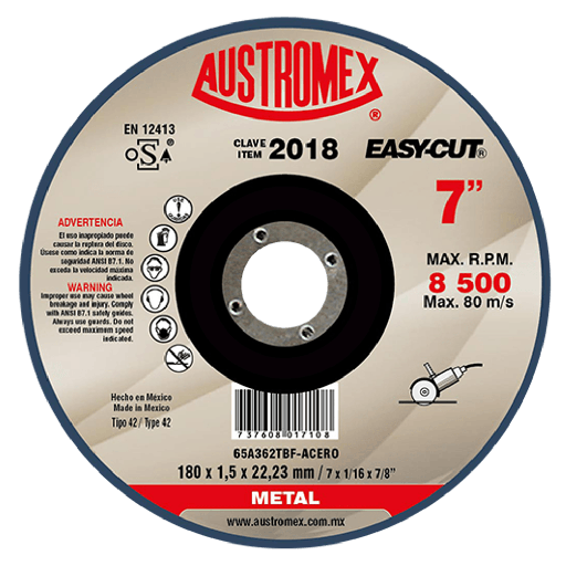[AUS2018] DISCO CORTE DE METAL 7 X 1/16 X 7/8  2018  AUSTROMEX 