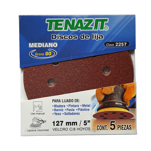 [2257] PAQ. DE 5 DISCOS DE LIJAS AUTOADERIBLES G80  2257  AUSTROMEX 