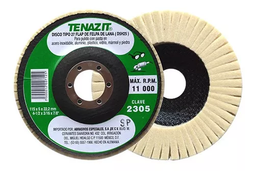 [2305] DISCO TIPO 27 FLAP DE FELPA 4 1/2 X 3/16 X 7/8  2305  AUSTROMEX