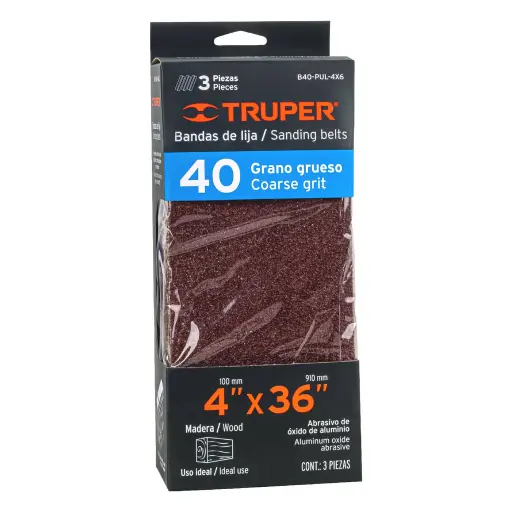 [B40-PUL-4X6] Bandas grano 40, para lijadora PUL 4x6, caja con 3 pzas
