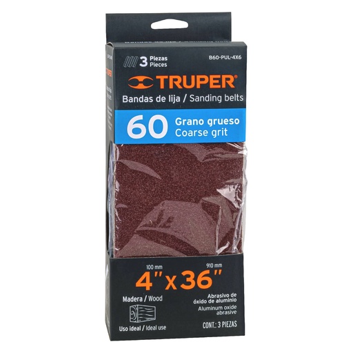 [B60-PUL-4X6] Bandas grano 60, para lijadora PUL 4x6, caja con 3 pzas