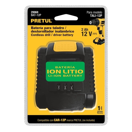 [BAT-12P] Bateria iÛn litio, 12 V para taladro TALI-12P, Pretul