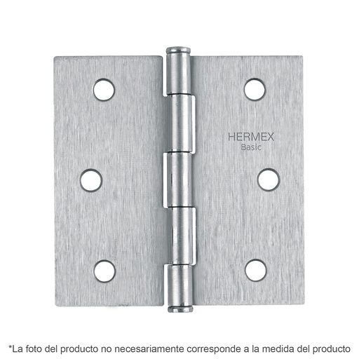 [BC-353PP] Bisagra cuadrada 3-1/2', acero cromo mate,plana,Hermex Basic