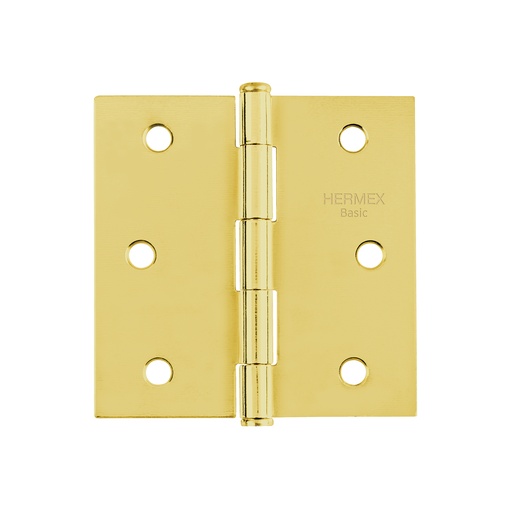 [BC-301PP] Bisagra cuadrada 3', acero latonado, plana, Hermex Basic