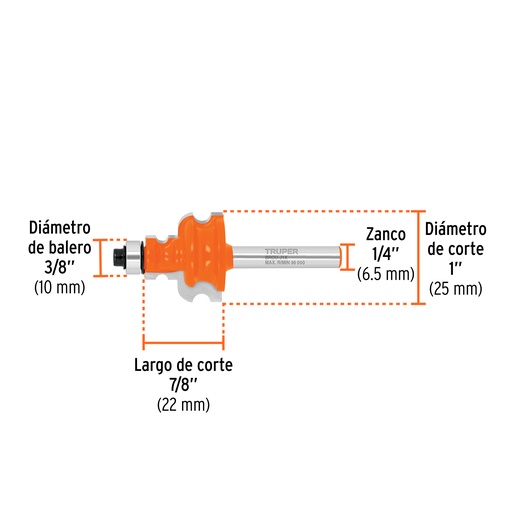 [BROU-J1X] Broca router, jovel, 1', con balero