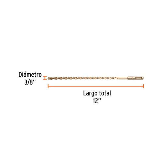 [BS-3/8X12] Broca SDS Plus 3/8 x 12'