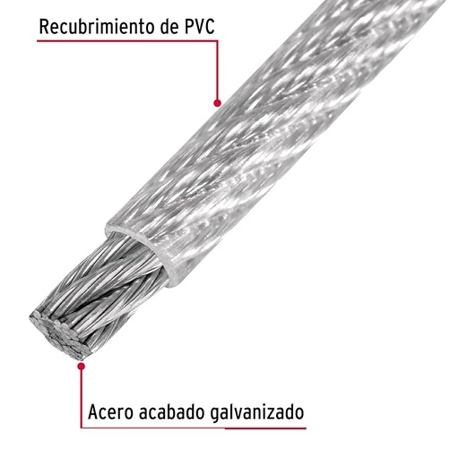 [CAB-1/4FX] Cable flexible de acero 1/4', recubierto PVC, 7X19, 75 m FIERO  44213 