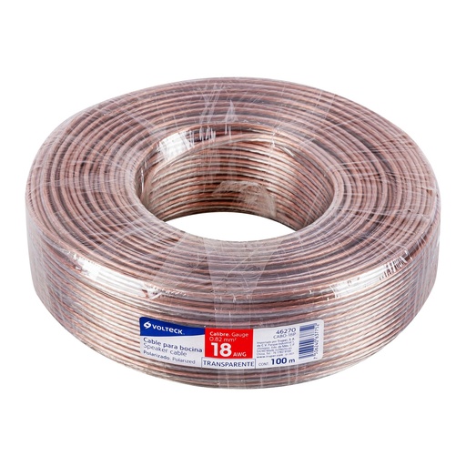 [CABO-18P] Cable para bocina, 18 AWG, polarizado, 100 m  VOLTECK  46270