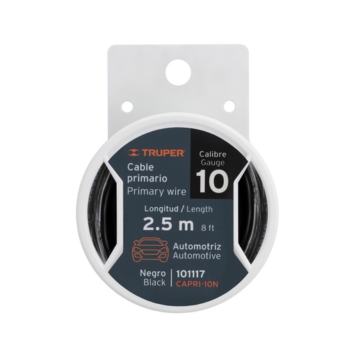[CAPRI-10N] Cable primario, calibre 10, rollo 2.5 m, negro