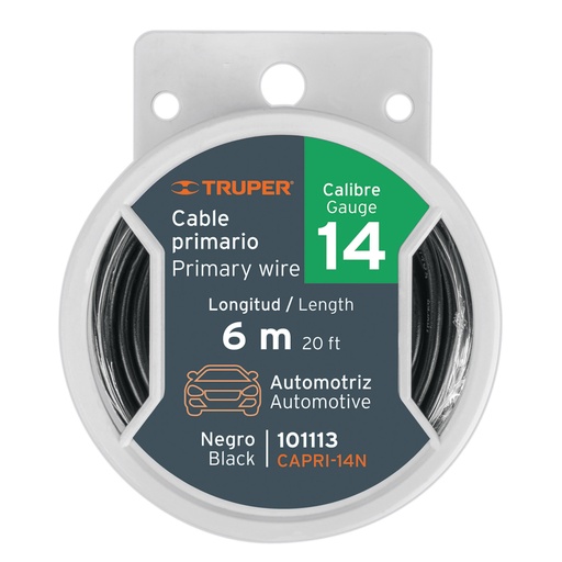 [CAPRI-14N] Cable primario, calibre 14, rollo 6 m, negro                 TRUPER  101113