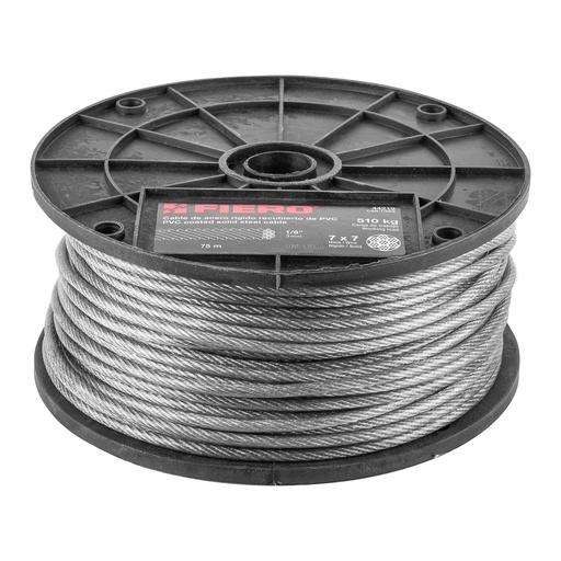 [CAB-1/8RX] Cable rÌgido de acero 1/8', recubierto PVC, 7X7, 75 m  FIERO 44219