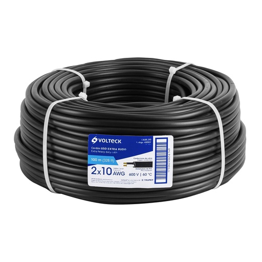 [CAUR-210] Cable uso rudo, 2 conductores, calibre 10, rollo de 100 m.  VOLTECK  40002
