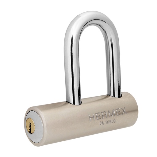 [CA-109LQ] Candado de acero, 109mm, gancho largo, llave de puntos   43366  HERMEX 