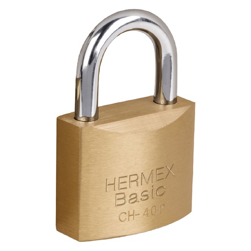 [CHB-40P] Candado de hierro, color laton, 40mm, corto, blister, Basic   23520  HERMEX 
