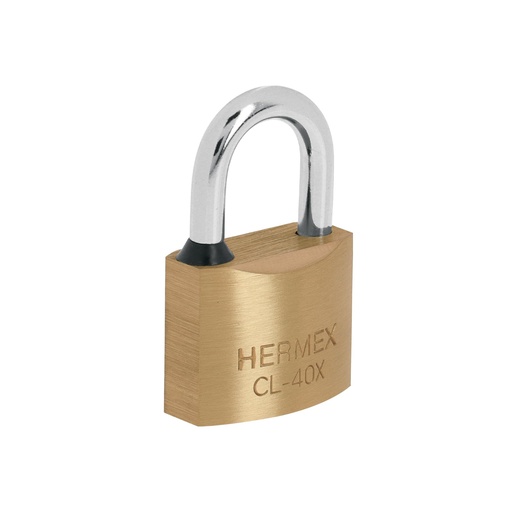 [CL-40X] Candado de latÛn, 40mm, gancho corto, llave tetra, blister   43420  HERMEX