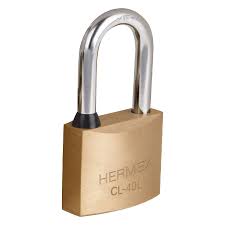 [CL-40L] Candado de latÛn, 40mm, gancho largo, blister   43437  HERMEX 