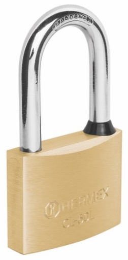 [CL-50L] Candado de latÛn, 50mm, gancho largo, blister   43439  HERMEX 