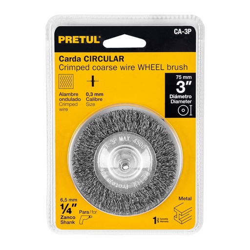 [21003] Carda circular 3', alambre grueso, para taladro, Pretul CA-3P 21003