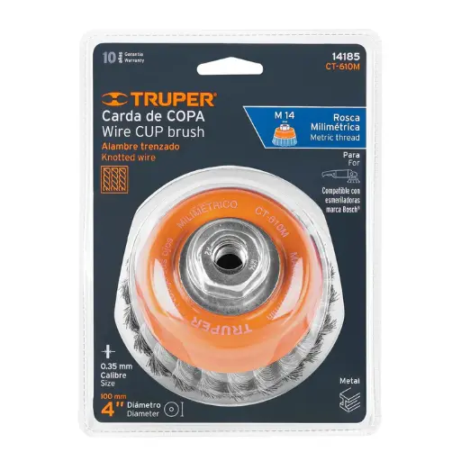 [CT-610M] Carda copa, alambre trenzado fino, 4', milimÈtrica p/esmeril