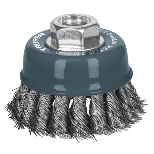 [CT-608MX] Carda copa,alambre trenzado grueso, 3',M14',mm para esmeril