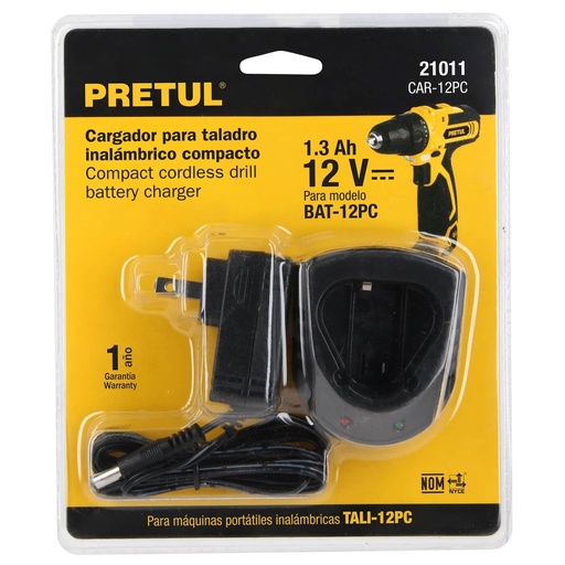 [CAR-12PC] Cargador baterÌas, ion litio,12V p/taladro compacto, Pretul