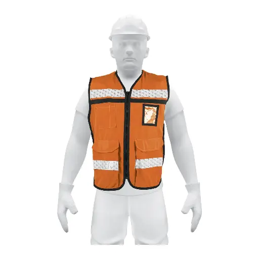 [CHS-900N] Chaleco brigadista con cintas reflejantes, color naranja