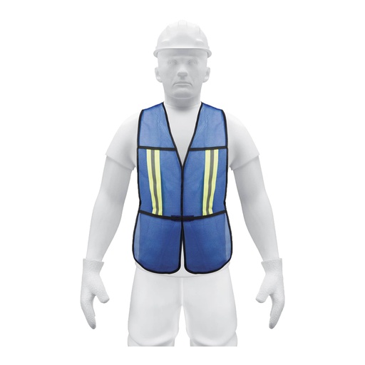 [CHS-200A] Chaleco de seguridad con cintas reflejantes, azul, Pretul