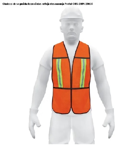 [CHS-200N] Chaleco de seguridad con cintas reflejantes, naranja, Pretul